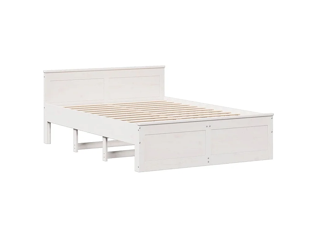 Lit bibliothèque sans matelas blanc 150x200 cm bois pin massif