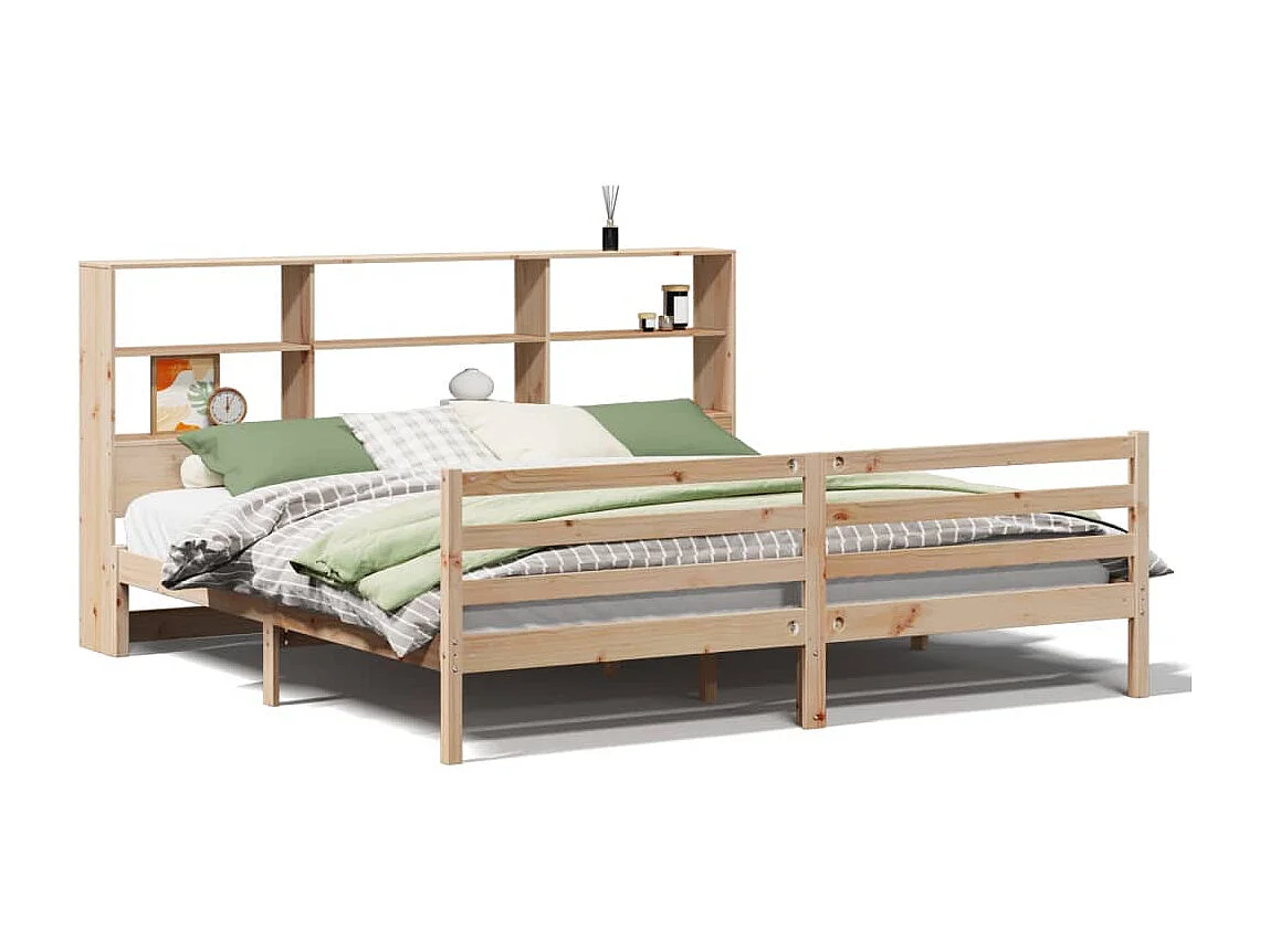 Massivholzbett mit Regal ohne Matratze 180x200 cm Kiefernholz