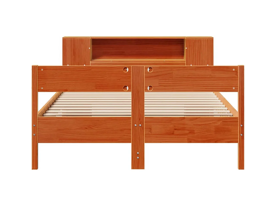 Letto Libreria senza Materasso Marrone Cera 150x200 cm in Pino