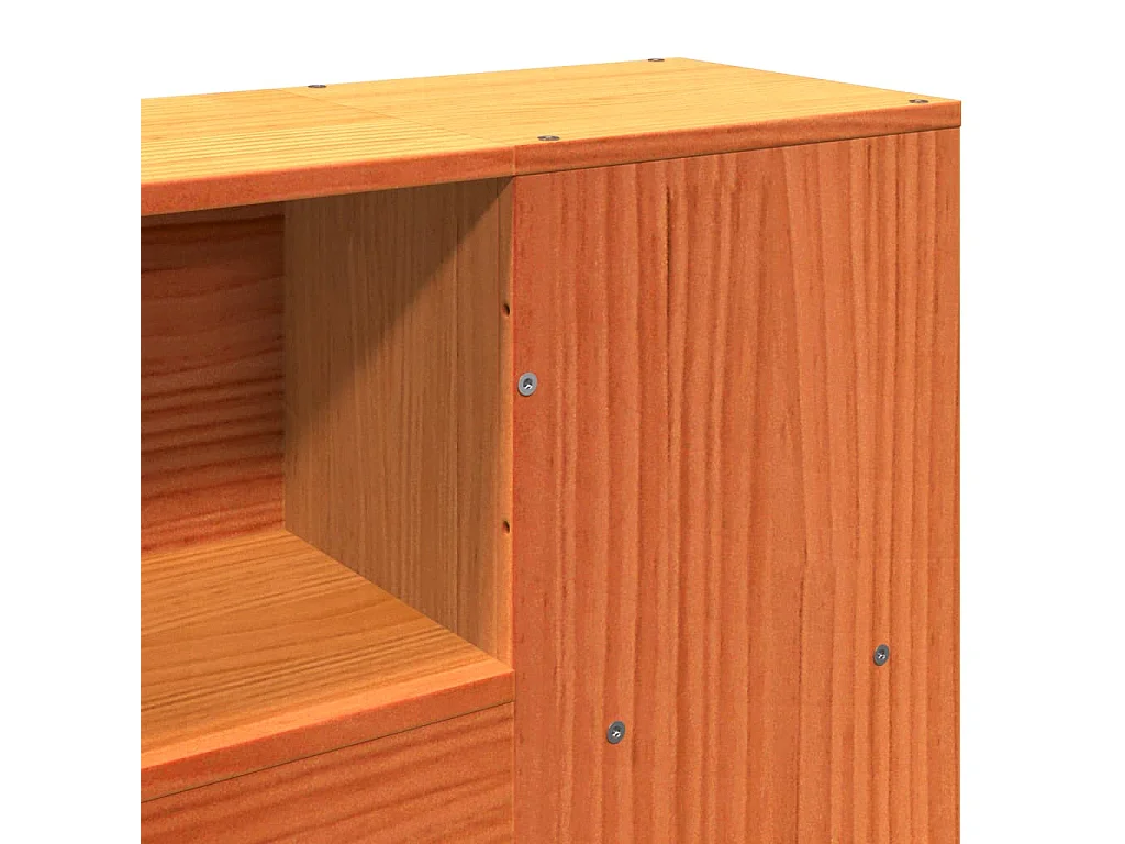 Lit bibliothèque sans matelas cire marron 150x200 cm pin massif