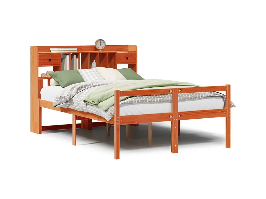 Cama com estante sem colchão 150x200 cm pinho maciço