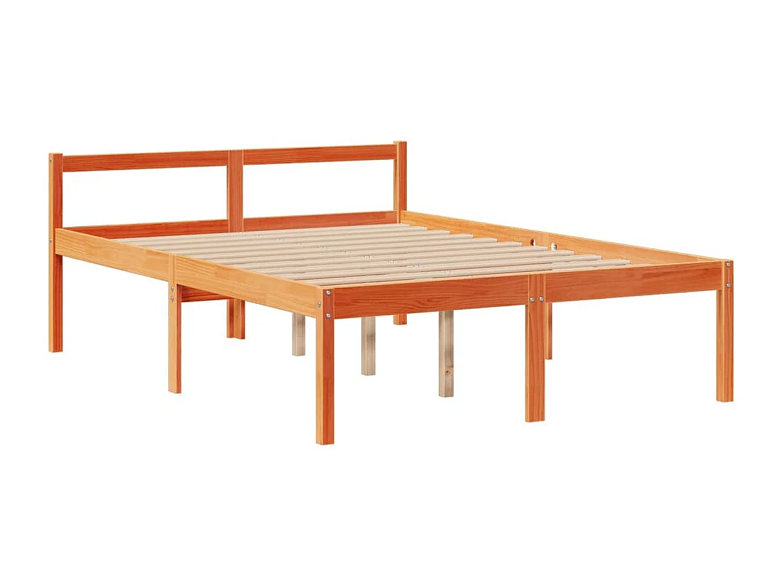 Lit bibliothèque sans matelas cire marron 150x200 cm pin massif