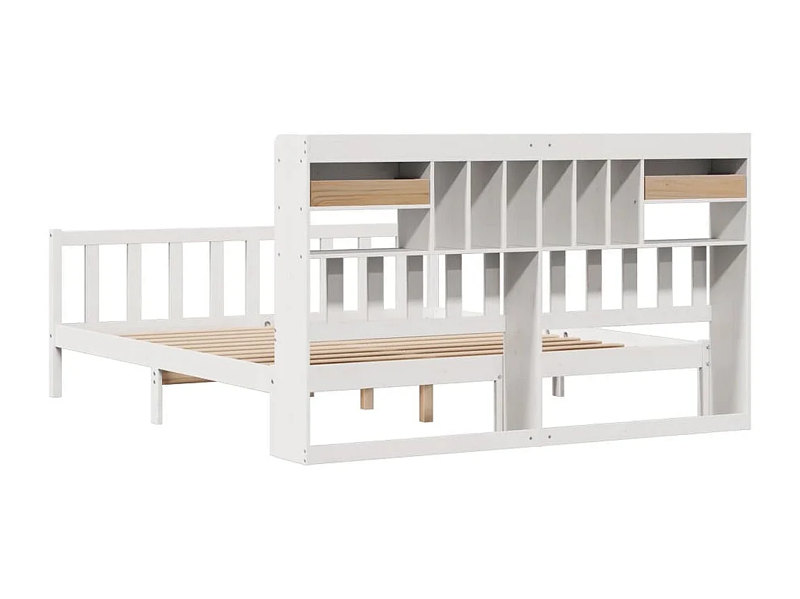 Lit bibliothèque sans matelas blanc 180x200 cm bois pin massif