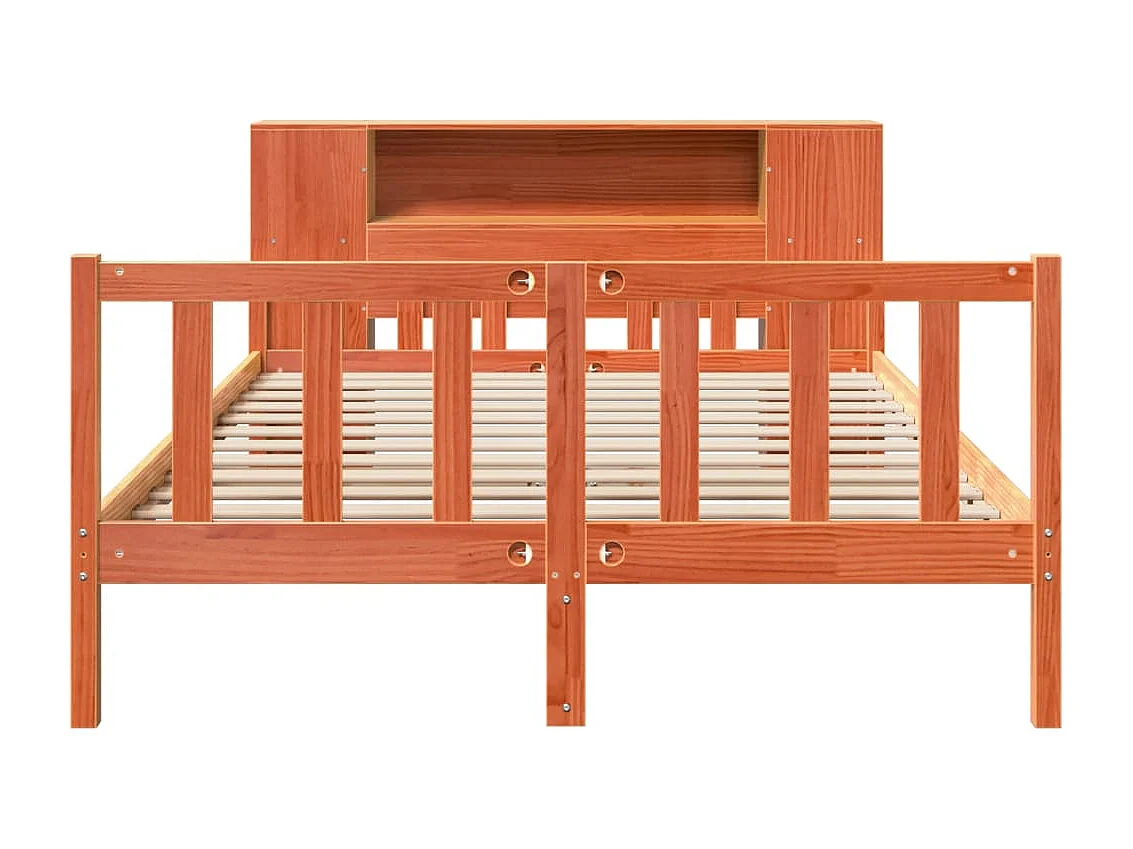 Bed met boekenkast zonder matras hout wasbruin 160x200 cm