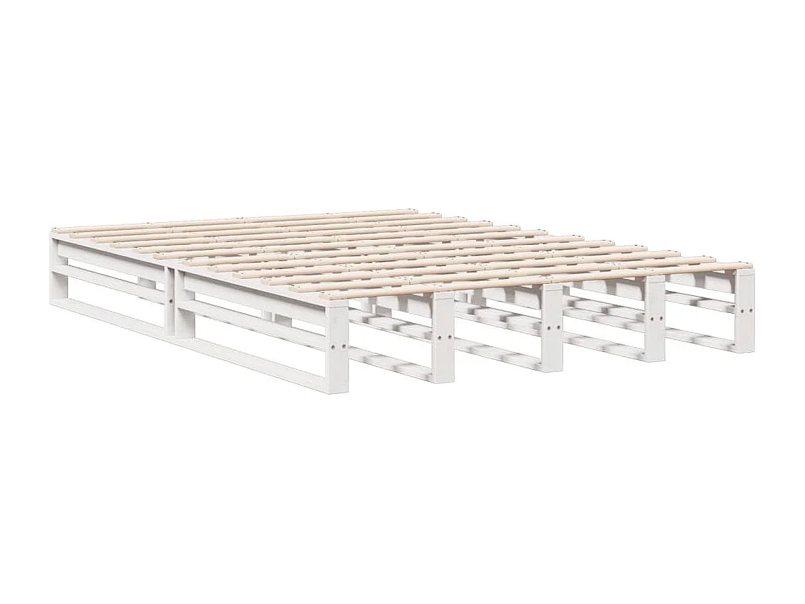 Lit bibliothèque sans matelas blanc 140x190 cm bois pin massif