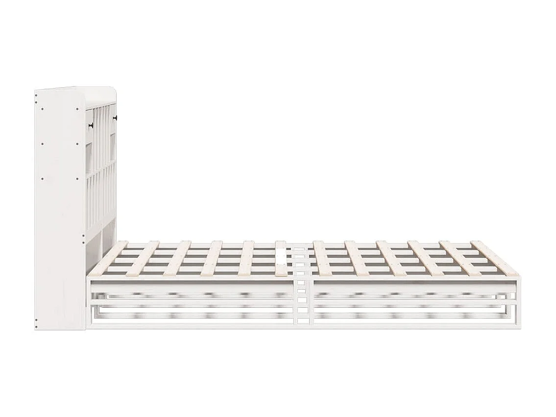 Lit bibliothèque sans matelas blanc 140x190 cm bois pin massif