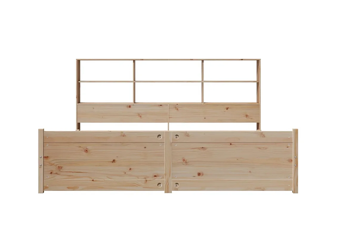 Lit bibliothèque sans matelas 180x200 cm bois massif de pin