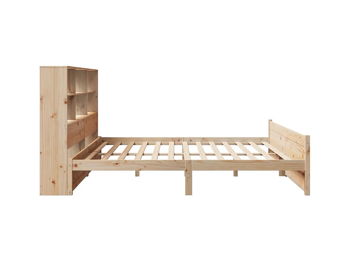 Lit bibliothèque sans matelas 180x200 cm bois massif de pin