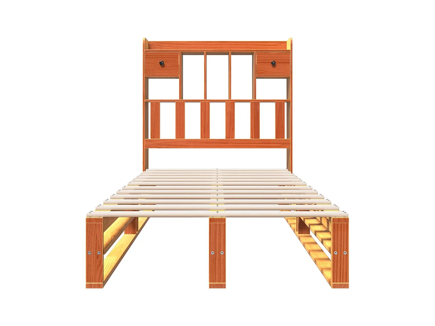 Lit bibliothèque sans matelas cire marron 100x200 cm pin massif