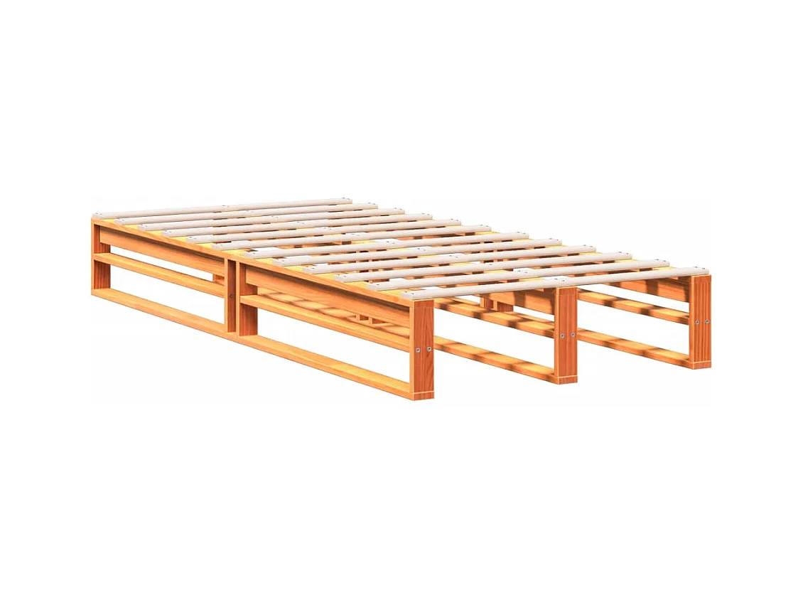 Lit bibliothèque sans matelas cire marron 100x200 cm pin massif