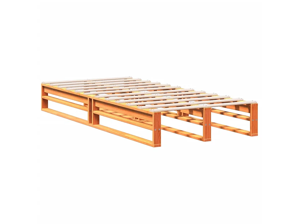 Lit bibliothèque sans matelas cire marron 100x200 cm pin massif