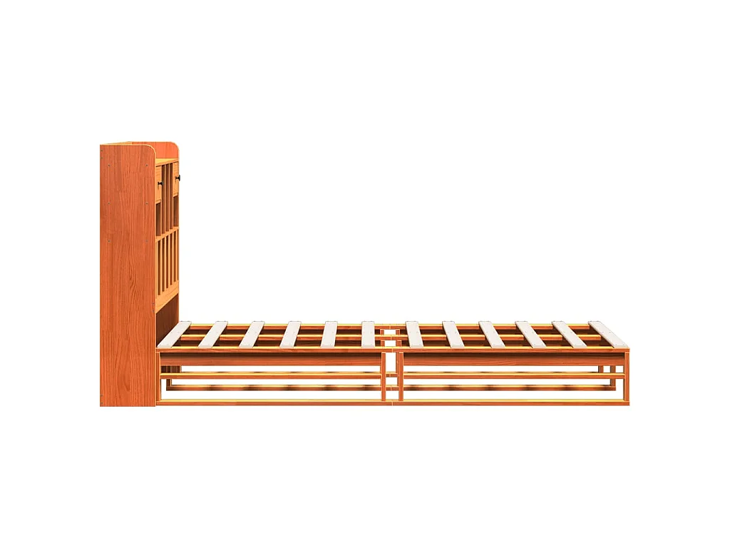 Lit bibliothèque sans matelas cire marron 100x200 cm pin massif