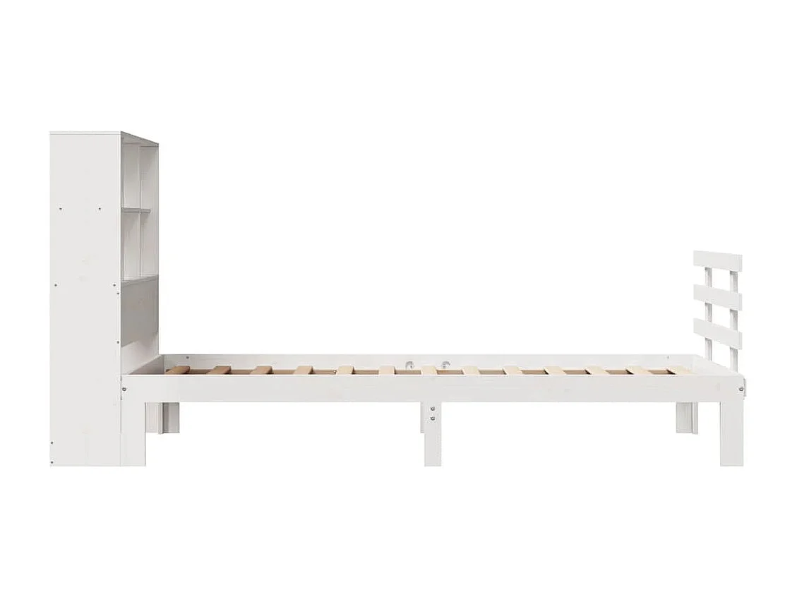 Cama com estante sem colchão 90x200 cm pinho maciço branco