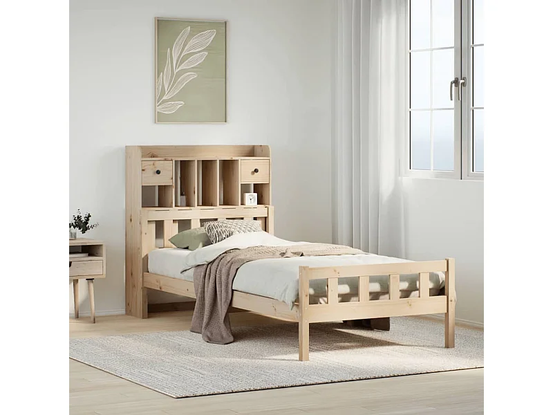 Cama com estante sem colchão 90x190 cm pinho maciço