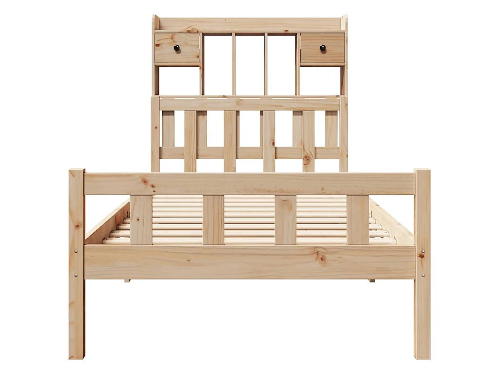 Letto Libreria senza Materasso 90x190 cm Legno Massello Pino