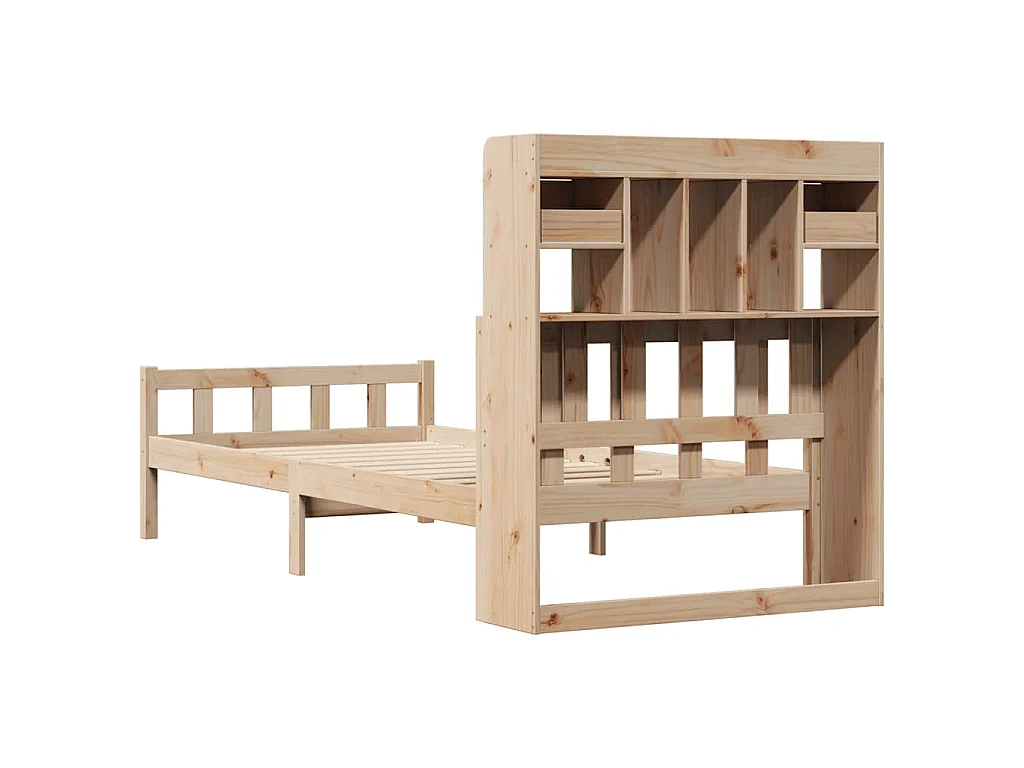 Letto Libreria senza Materasso 90x190 cm Legno Massello Pino