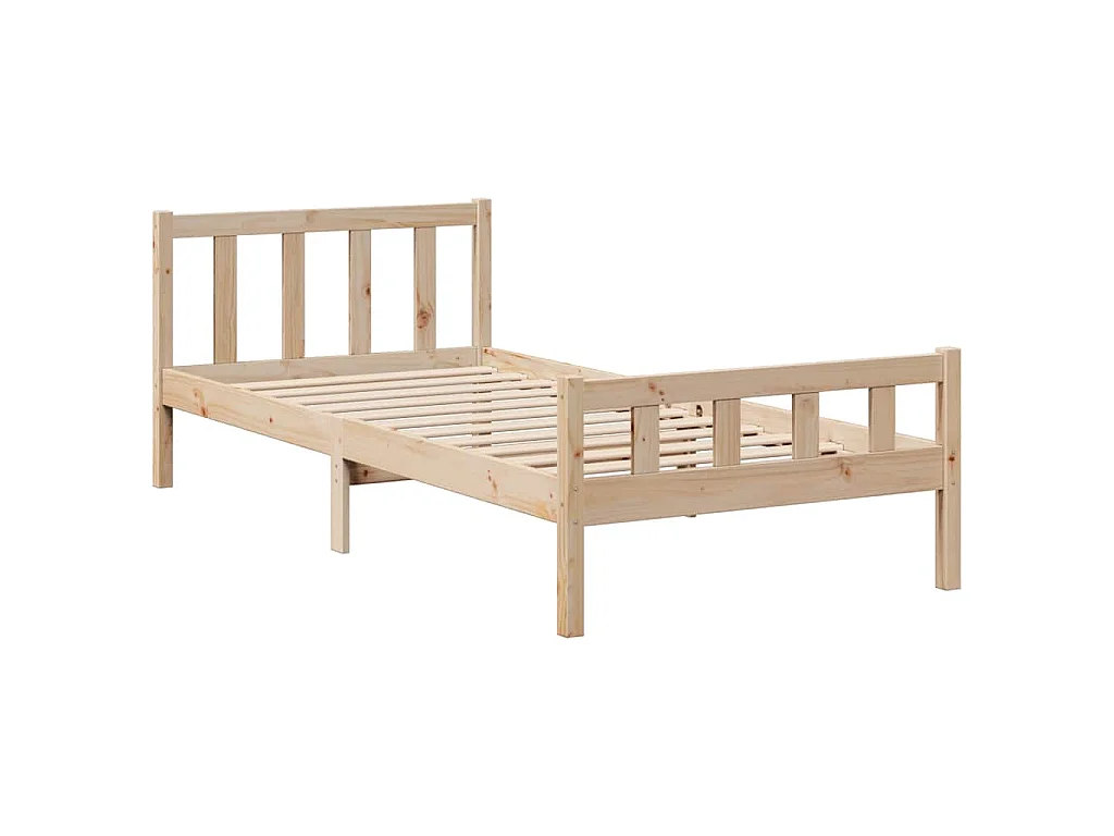 Letto Libreria senza Materasso 90x190 cm Legno Massello Pino