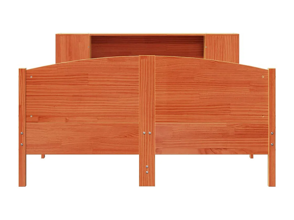 Bed met boekenkast zonder matras grenenhout wasbruin 140x200 cm