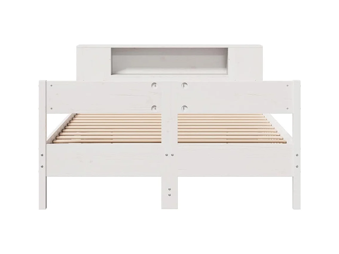 Lit bibliothèque sans matelas blanc 140x190 cm bois pin massif