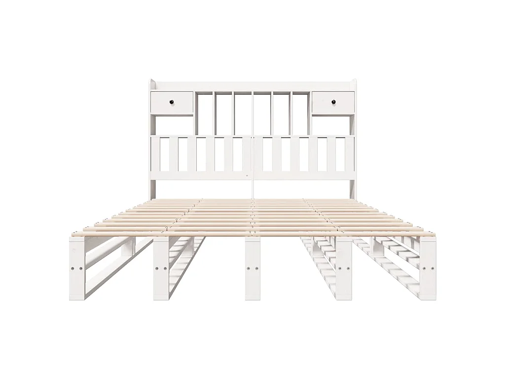 Bed met boekenkast zonder matras grenenhout wit 160x200 cm