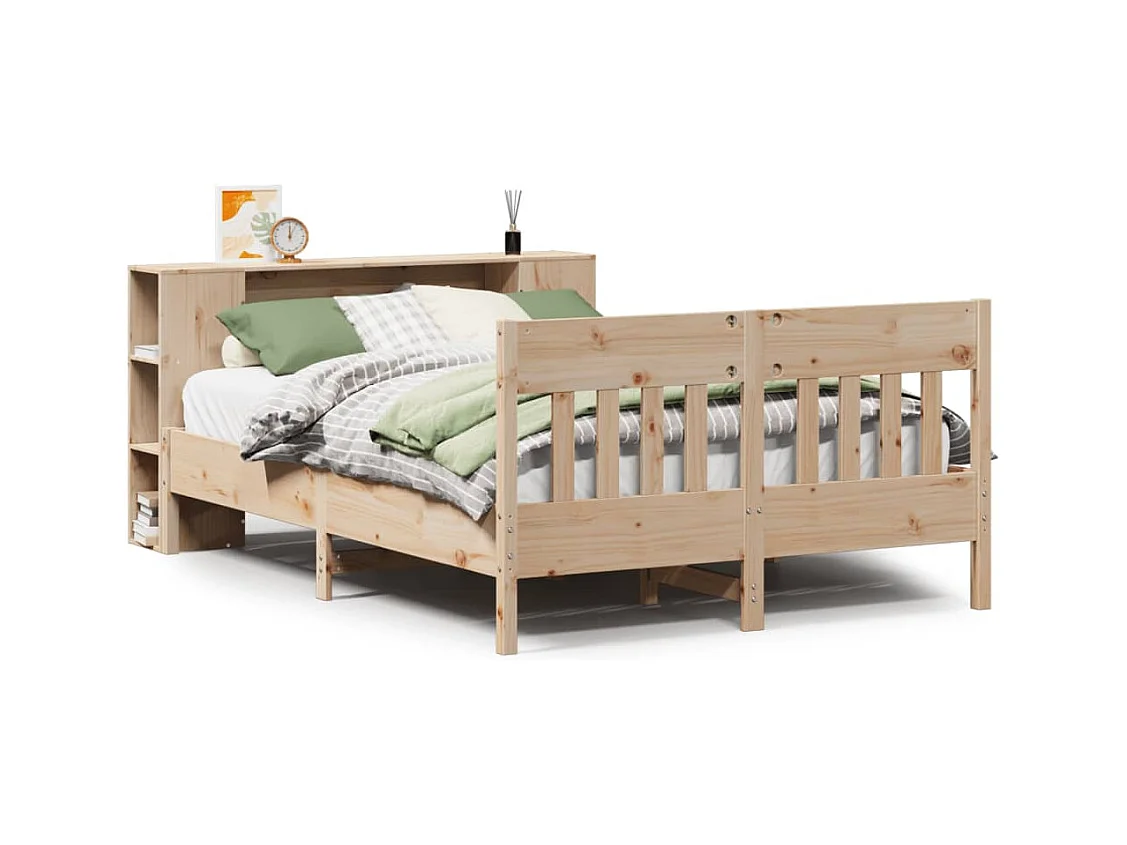 Massivholzbett mit Regal ohne Matratze 150x200 cm Kiefer