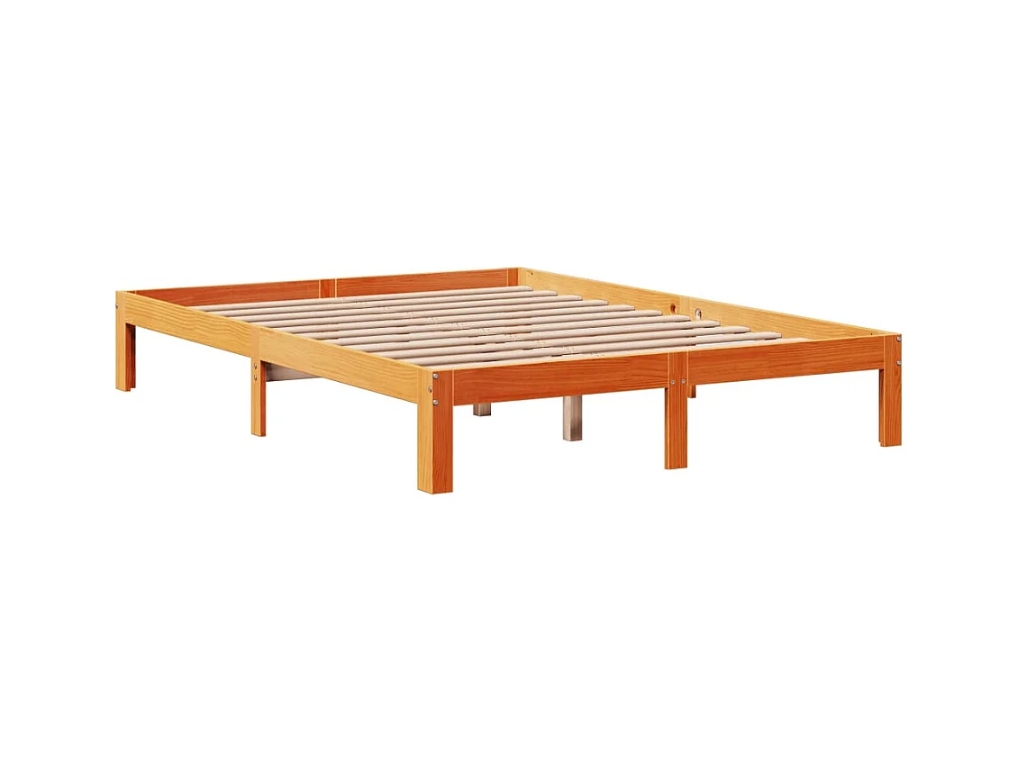 Lit bibliothèque sans matelas cire marron 140x200 cm pin massif
