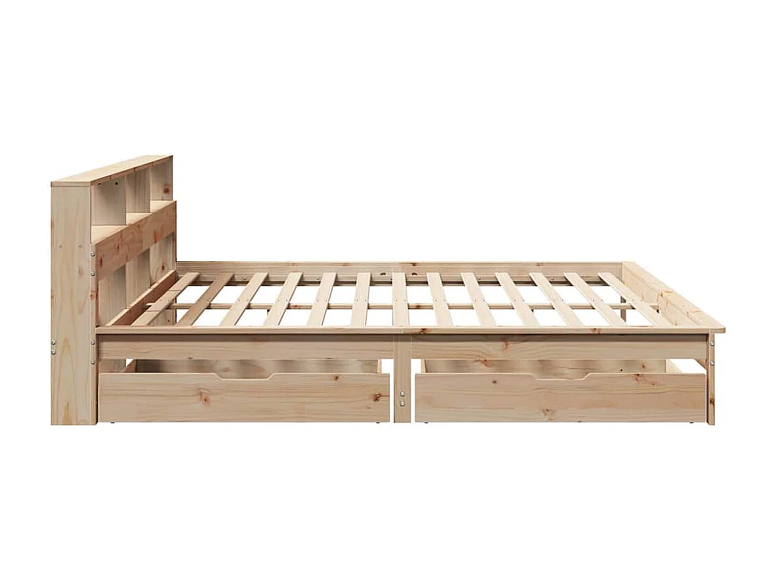 Letto Libreria senza Materasso 200x200 cm in Legno di Pino