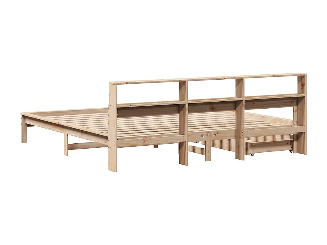 Letto Libreria senza Materasso 200x200 cm in Legno di Pino