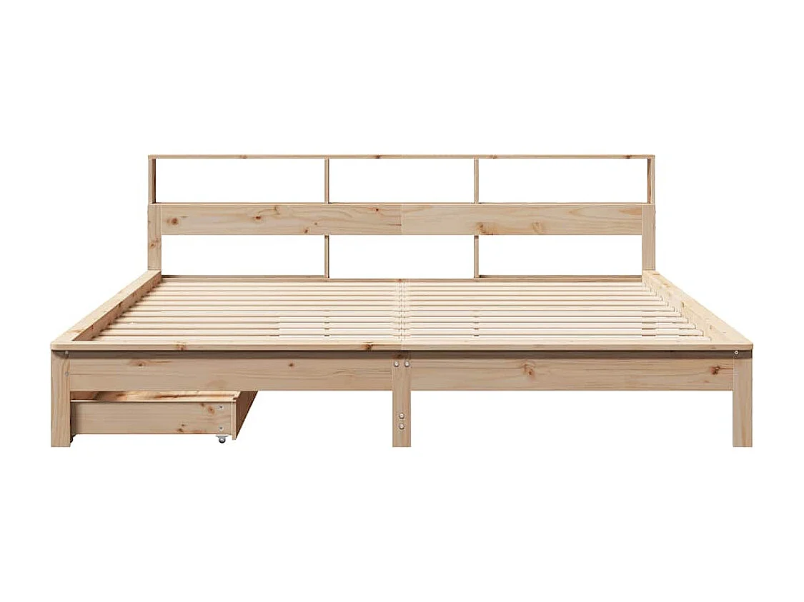 Massivholzbett mit Regal ohne Matratze 200x200 cm Kiefernholz