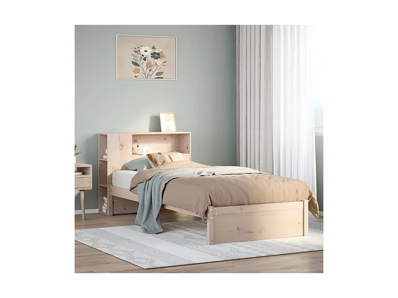 Lit bibliothèque sans matelas 90x200 cm bois de pin massif