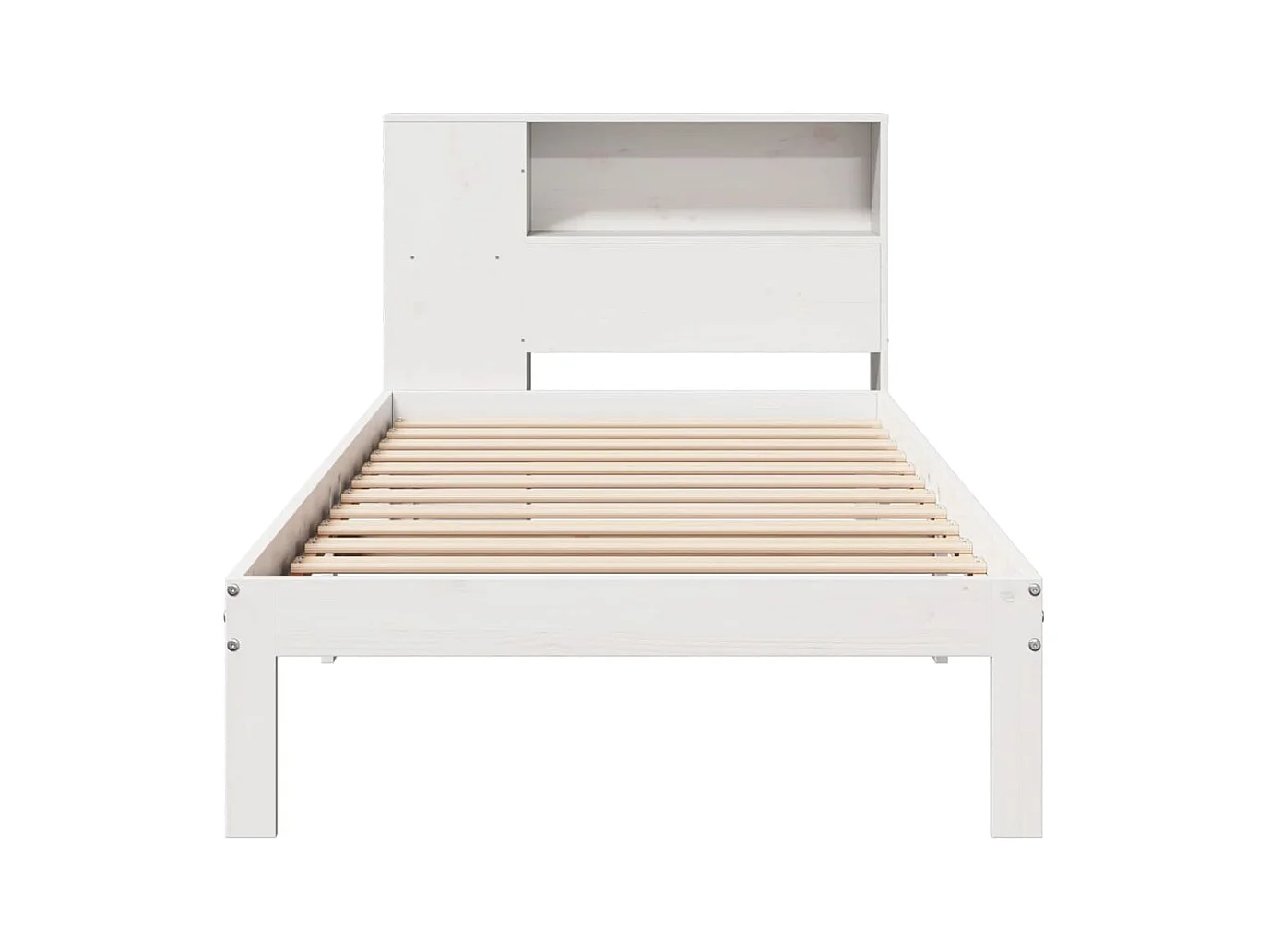 Lit bibliothèque sans matelas blanc 90x200cm bois de pin massif