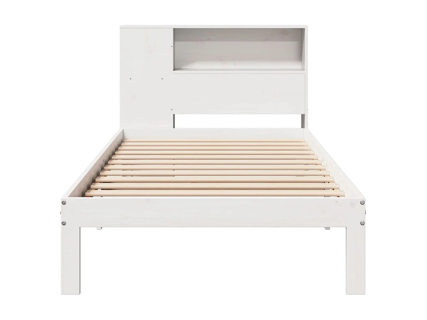Bed met boekenkast zonder matras grenenhout wit 90x200 cm