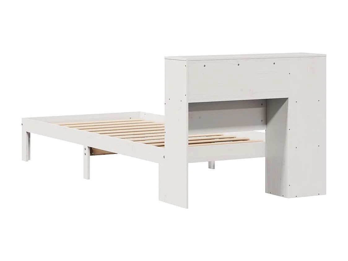 Bed met boekenkast zonder matras grenenhout wit 90x200 cm