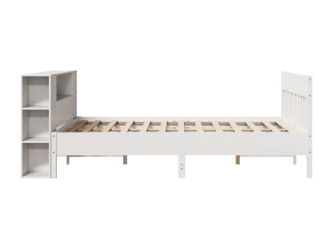Lit bibliothèque sans matelas blanc 160x200 cm bois pin massif