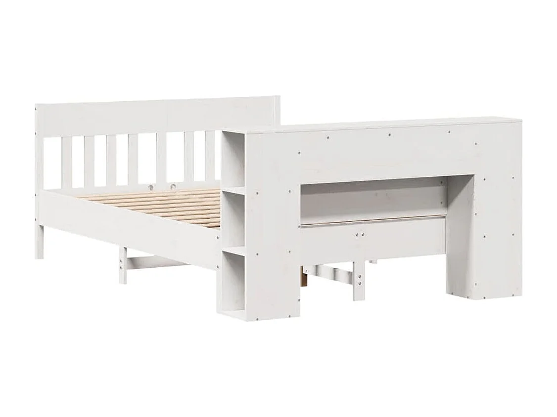 Lit bibliothèque sans matelas blanc 160x200 cm bois pin massif