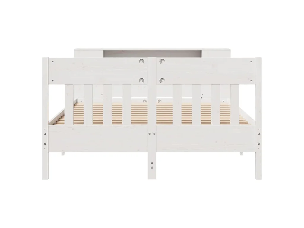 Lit bibliothèque sans matelas blanc 160x200 cm bois pin massif