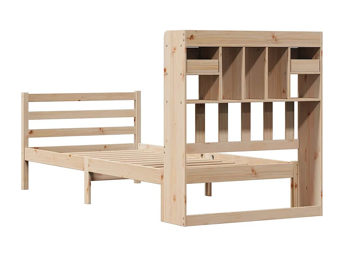 Lit bibliothèque sans matelas 75x190 cm bois de pin massif