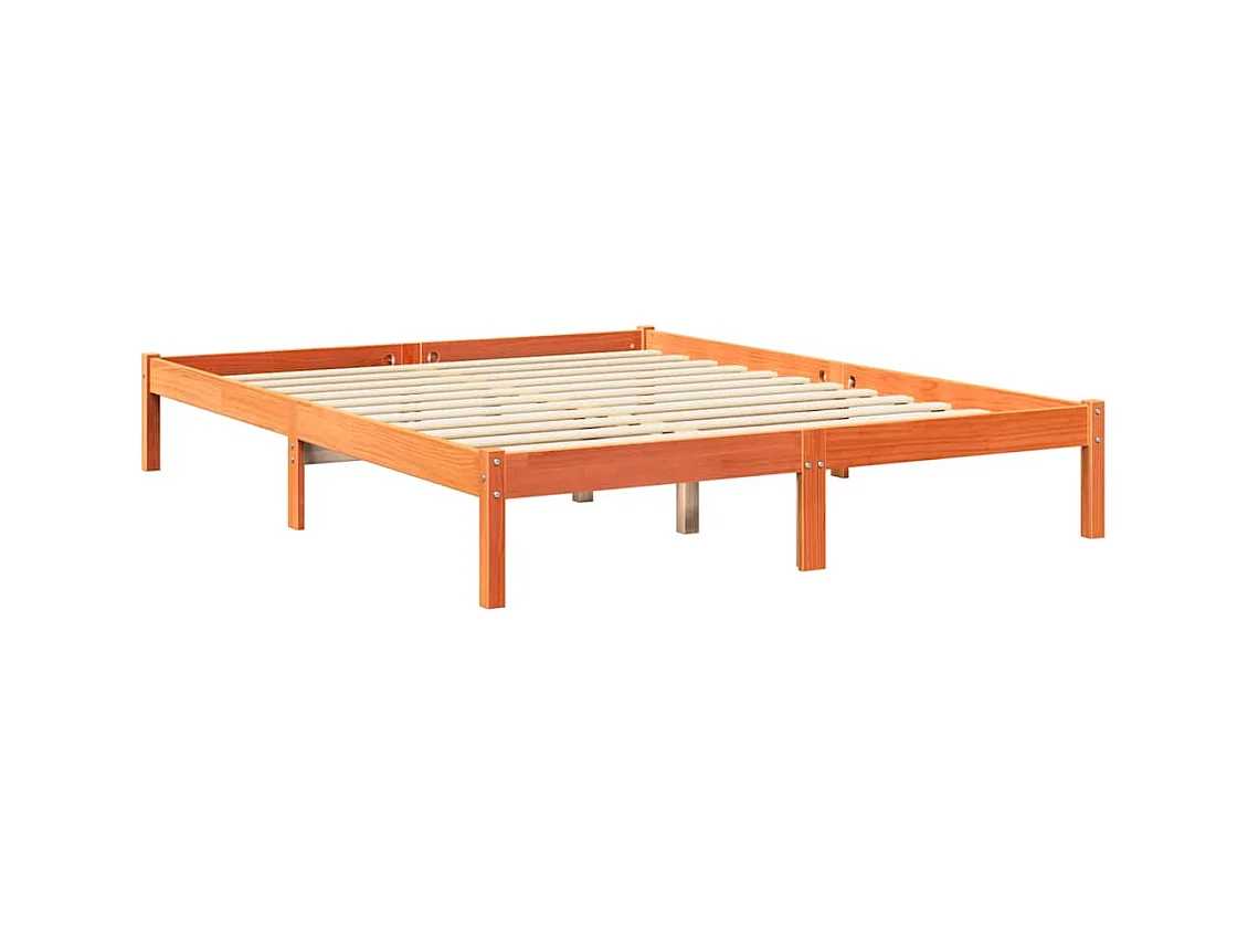 Lit bibliothèque sans matelas cire marron 140x190 cm pin massif