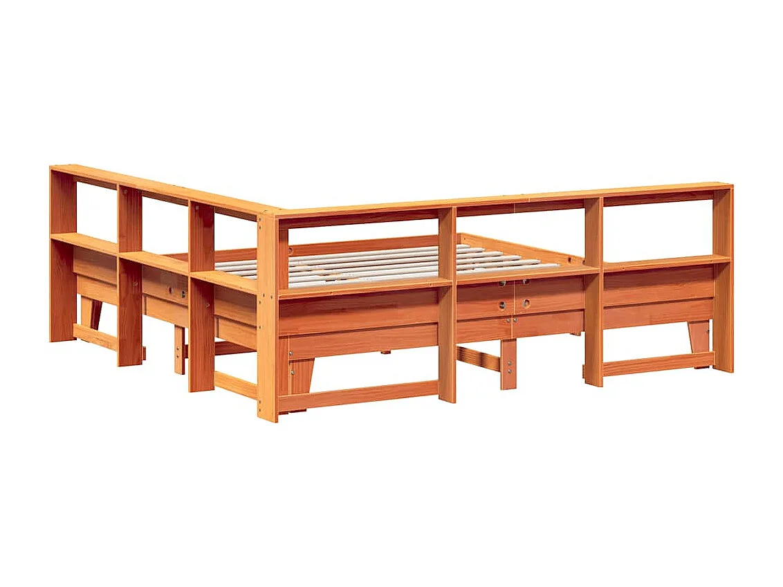 Lit bibliothèque sans matelas cire marron 180x200 cm pin massif