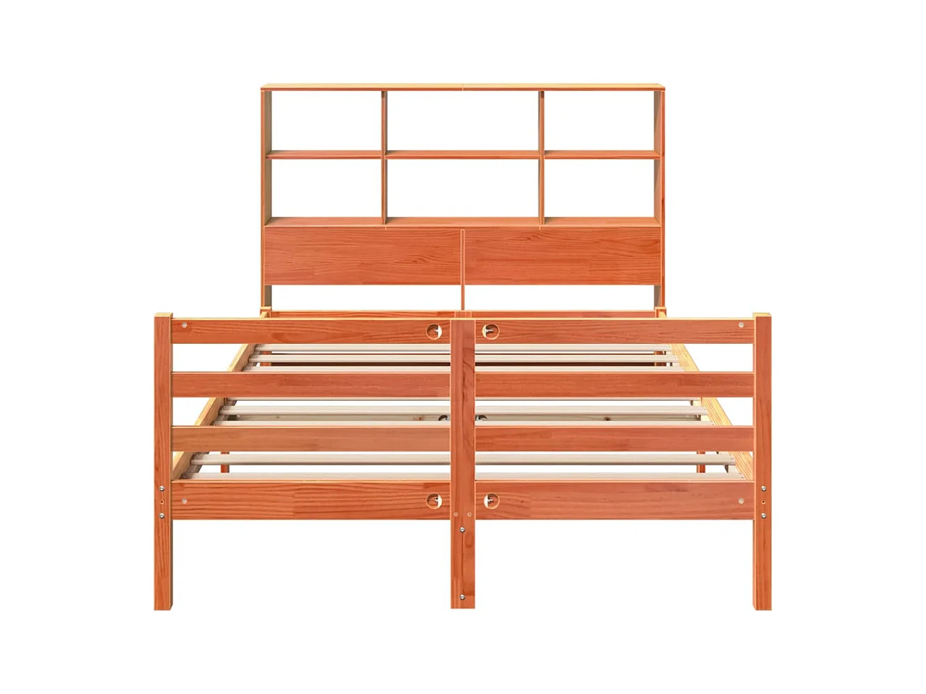 Cama con estantería sin colchón madera maciza marrón 150x200 cm