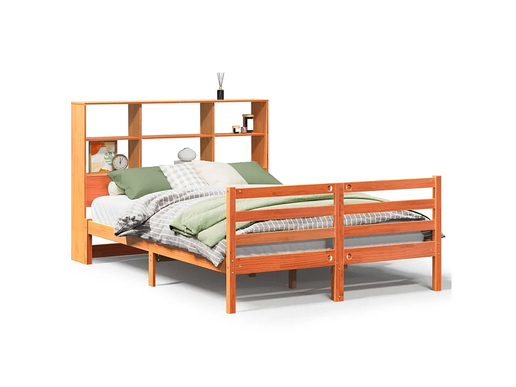 Letto Libreria senza Materasso Marrone Cera 150x200 cm Legno