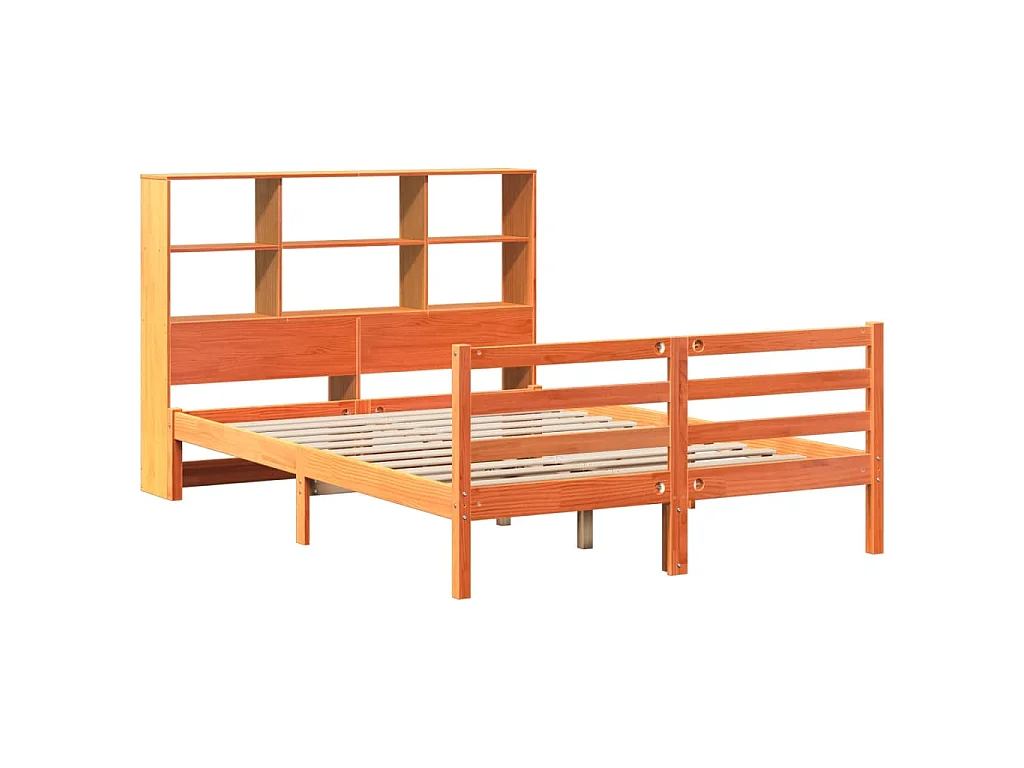 Letto Libreria senza Materasso Marrone Cera 150x200 cm Legno