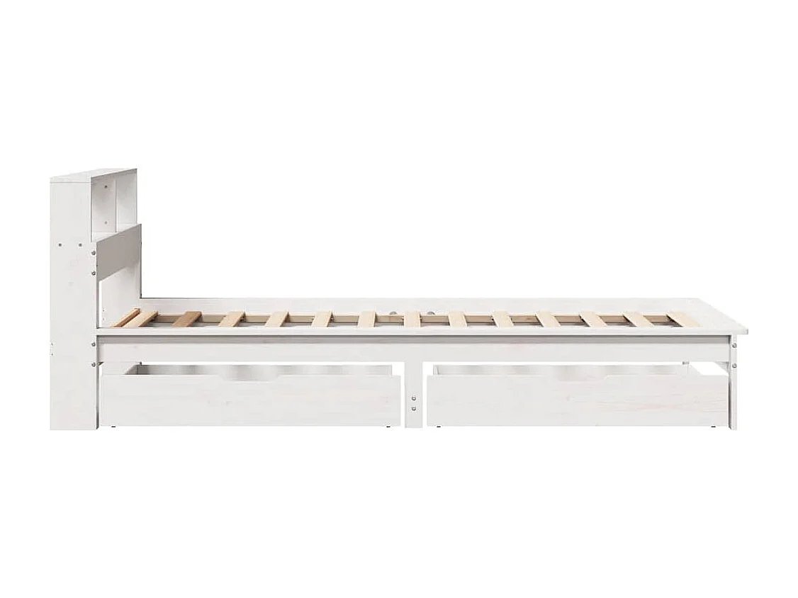Lit bibliothèque sans matelas blanc 100x200 cm bois pin massif