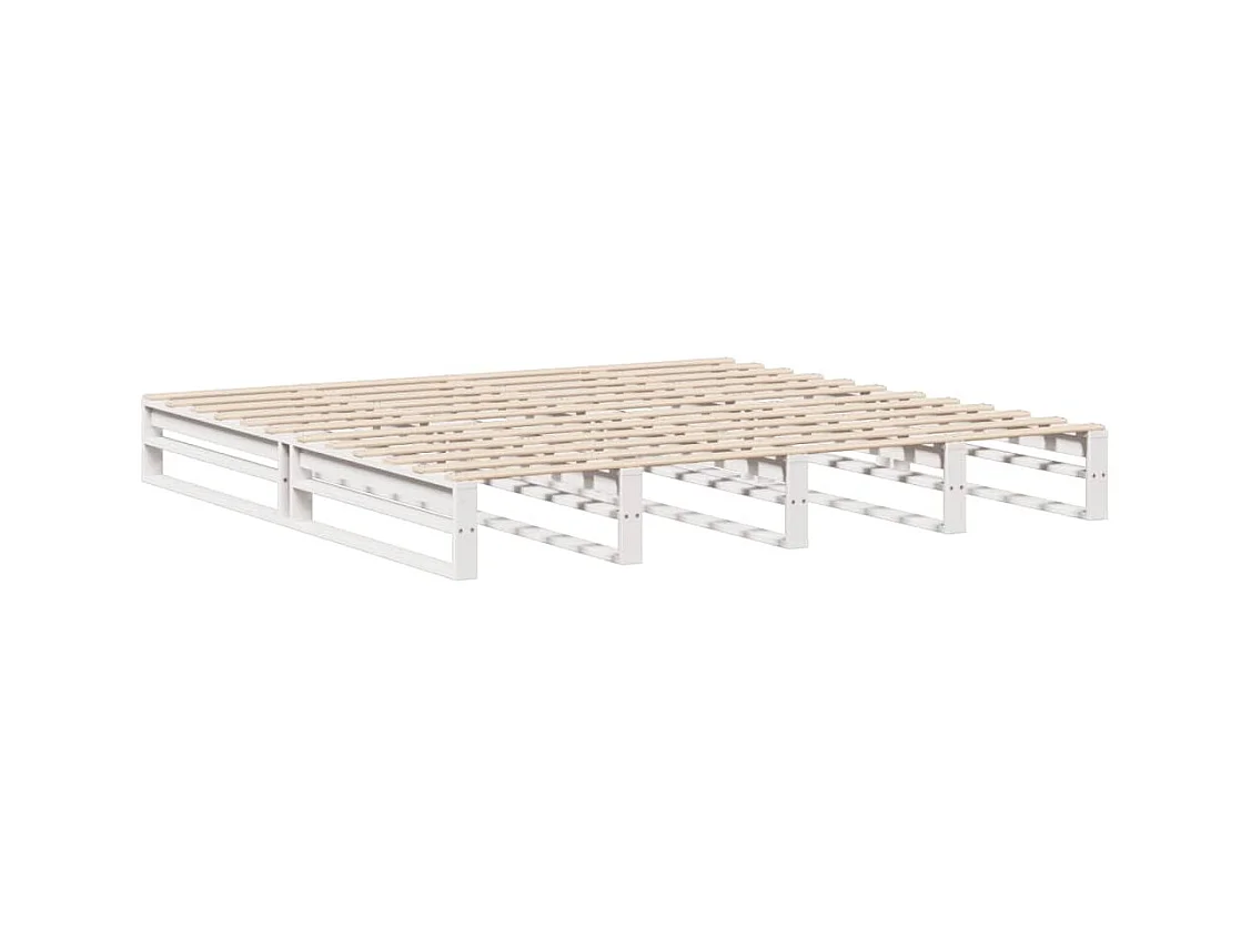 Lit bibliothèque sans matelas blanc 200x200 cm bois massif
