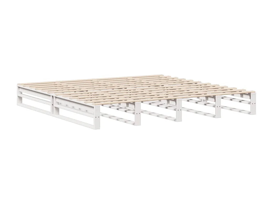 Lit bibliothèque sans matelas blanc 200x200 cm bois massif