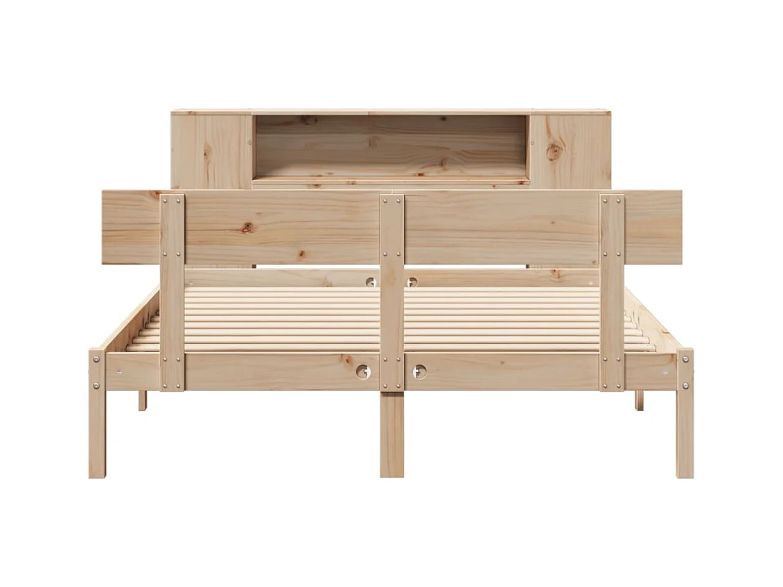 Lit bibliothèque sans matelas 140x200 cm bois massif de pin