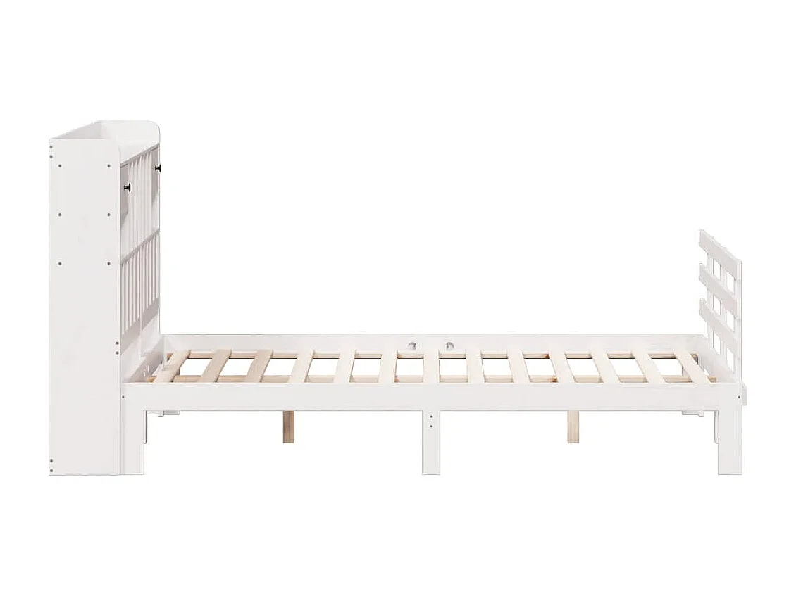 Lit bibliothèque sans matelas blanc 140x200 cm bois pin massif