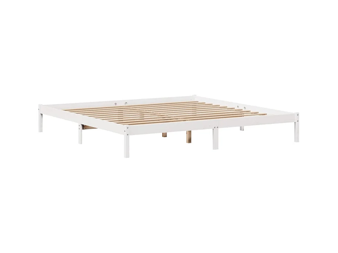 Lit bibliothèque sans matelas blanc 200x200 cm bois pin massif