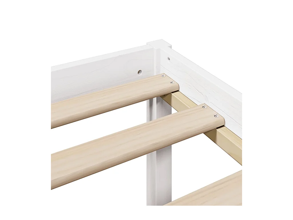 Lit bibliothèque sans matelas blanc 200x200 cm bois pin massif