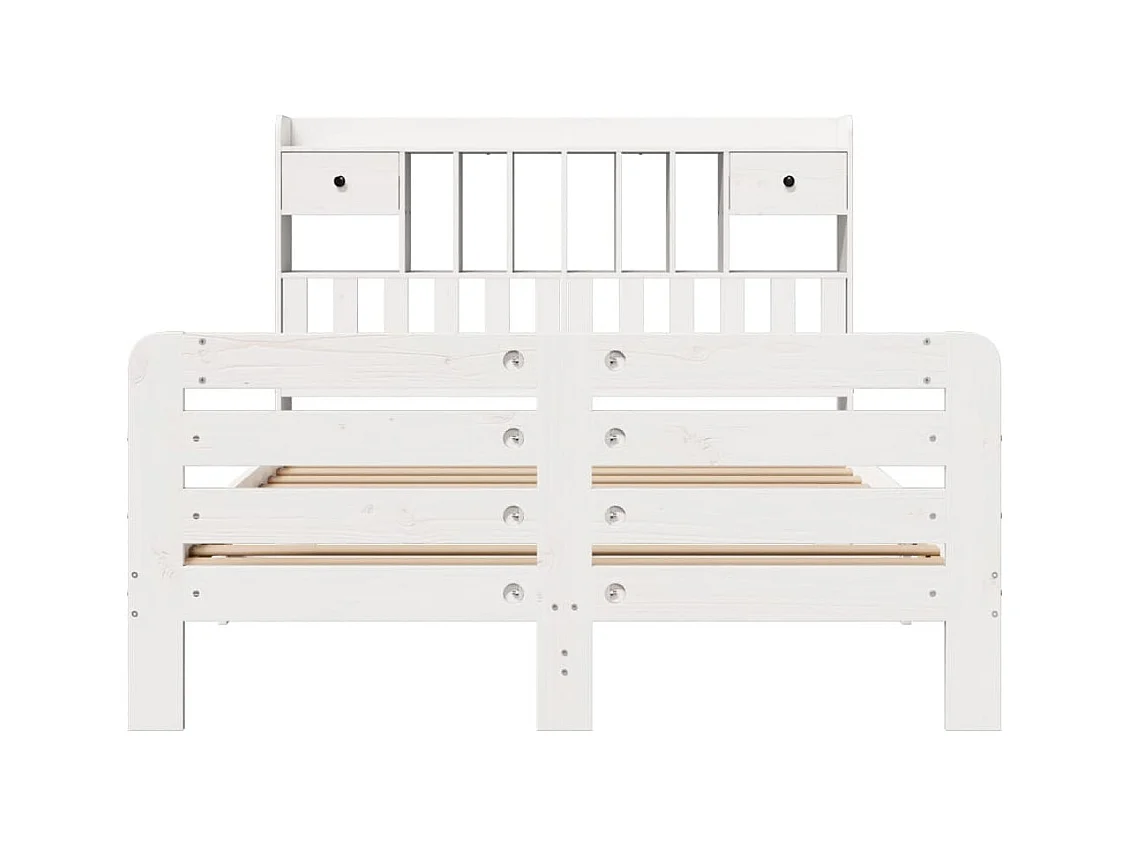 Lit bibliothèque sans matelas blanc 160x200 cm bois pin massif